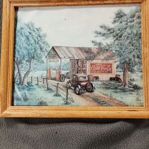 Vintage coke painting framed print
